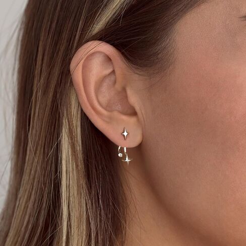أقراط نجوم صغيرة للنساء 925 Sterling Silver Post 14K الذهب المطلي بالذهول ميني إسقاط السترات النجوم للنساء للنساء in Kuwait