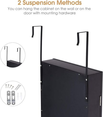 Giantex Jewelry Armoire Cabinet Wall Door Mounted with Full Length Mirror, Jewelry Organizer with Makeup Mirror, Ring Earring Slots, Necklace Hooks, Large Capacity Storage Jewelry Armoire (White) in Saudi Arabia