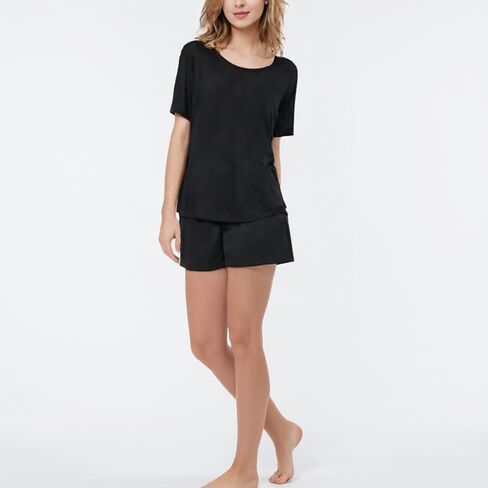 AUPANCC MODAL PAJAMAS PAJAMA'S TOPS - قمصان النوم للنساء ، الرقبة ذات اللون النقي (5 ألوان) in Kuwait