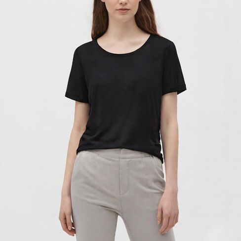 AUPANCC MODAL PAJAMAS PAJAMA'S TOPS - قمصان النوم للنساء ، الرقبة ذات اللون النقي (5 ألوان) in Kuwait