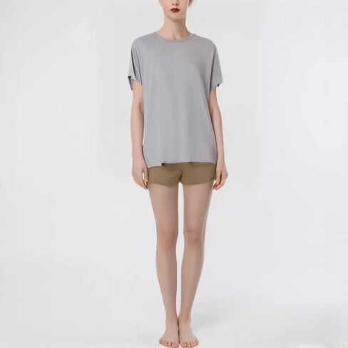 AUPANCC MODAL PAJAMAS PAJAMA'S TOPS - قمصان النوم للنساء ، الرقبة ذات اللون النقي (5 ألوان) in Kuwait