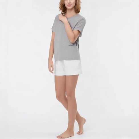 AUPANCC MODAL PAJAMAS PAJAMA'S TOPS - قمصان النوم للنساء ، الرقبة ذات اللون النقي (5 ألوان) in Kuwait