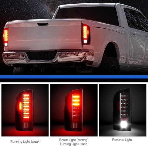 LED Tail Light + 3rd Brake Light Kit Fit for Dodge Ram 1500 2002-2006 / Fit for Dodge Ram 2500 3500 2003-2006 Rear Brake Cargo Lamp Taillight Assembly, Black Housing Smoke Lens in Kuwait