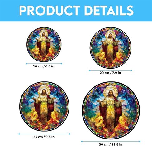 Christ Jesus Stained Glass Cat Sun Catcher, Wall Hanging Colored Decor Room Indoor Window Decor, Halloween, Christmas Hanging Ornament in Saudi Arabia