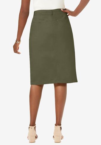 Jessica London Women's Plus Size Stretch Cotton Chino Skirt in Kuwait