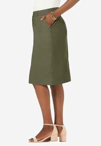Jessica London Women's Plus Size Stretch Cotton Chino Skirt in Kuwait