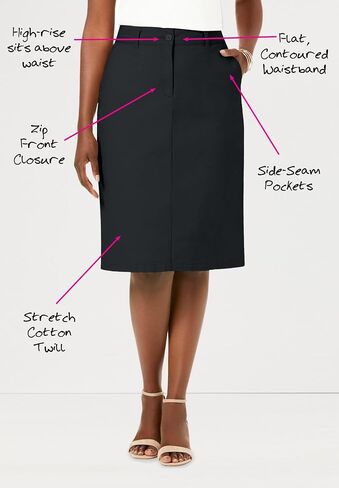 Jessica London Women's Plus Size Stretch Cotton Chino Skirt in Kuwait
