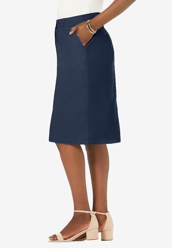 Jessica London Women's Plus Size Stretch Cotton Chino Skirt in Kuwait
