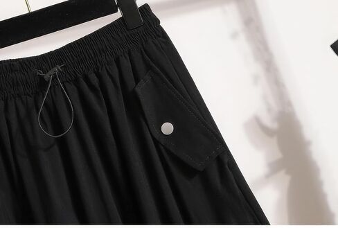 ebossy Women's Vintage Cotton Drawstring Elastic Waist Multi-Pockets Utility Pencil Long Cargo Skirts in Saudi Arabia