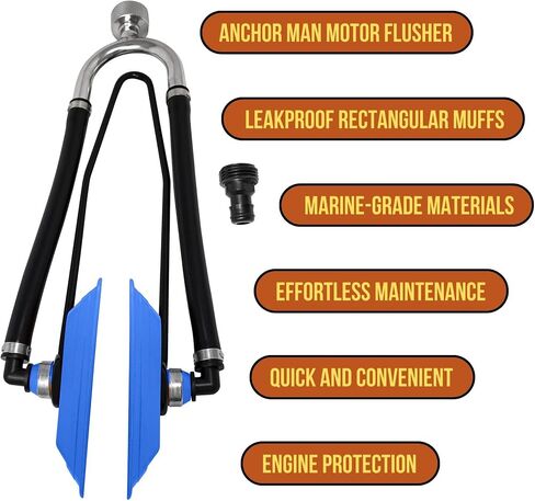 Anchor Man Boat Motor Muffs – Dual Feed Muff Style Boat Motor Flusher, Antifreeze Kit Boat Accessories Winterizing Flushing & Warming. Motor Flush Kit for Inboard & Outboard (Orange Cap) in Saudi Arabia