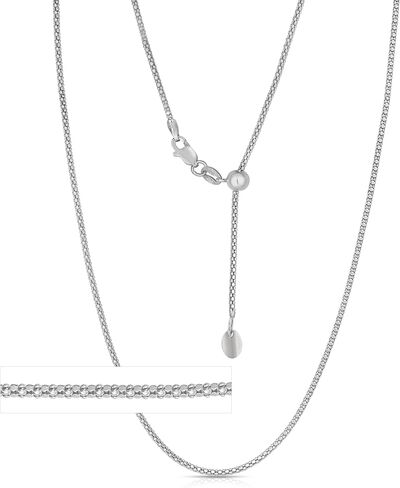 Floreo 14k الذهب الأصفر أو الذهب الأبيض أو الذهب الوردي 1.5 ملم قابل للتعديل سلسلة الفشار مع قلادة سحر القلب ، 22 بوصة in Kuwait