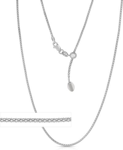 Floreo 14k الذهب الأصفر أو الذهب الأبيض أو الذهب الوردي 1.5 ملم قابل للتعديل سلسلة الفشار مع قلادة سحر القلب ، 22 بوصة in Kuwait