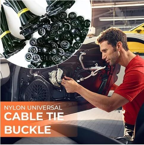 Nylon Universal Cable Tie Buckle-علاقات zip ذاتية القفل مع تصميم الدبوس والزر | قفل السيارات لجسم السيارة ، المصد ، الأسلاك ، إصلاح الألواح (20 ٪) in Saudi Arabia