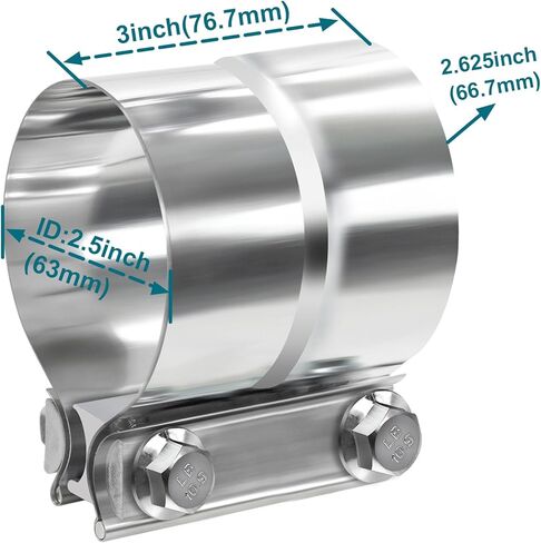مشبك العادم ، مشابك العادم 2.5 بوصة ، مشبك كاتم الصوت 304 من الفولاذ المقاوم للصدأ ، مشابك عصابة العادم لأنابيب ID 2.5 "إلى 2.5" (2pcs). in Kuwait