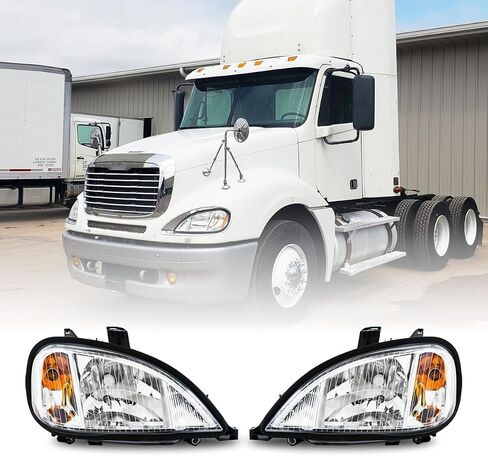 Pair Chrome Headlight Bezel Trim Cover Replacement for Freightliner Columbia 2001-2017 in Saudi Arabia