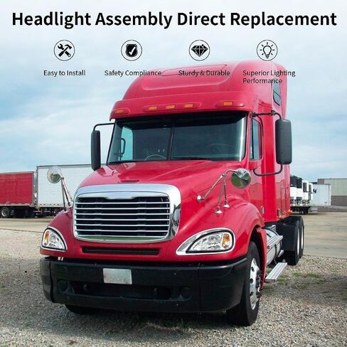 Pair Chrome Headlight Bezel Trim Cover Replacement for Freightliner Columbia 2001-2017 in Saudi Arabia