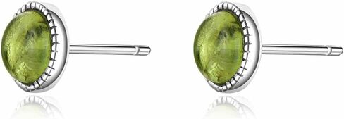 Real Green Peridot 925 Sterling Silver Earrings Dainty Crystal August Birthstone Hypoallergenic Gemstone Stud Earrings 6MM Handmade Peridot Jewelry Graduation Birthday Day Gift for Women and Girls in Kuwait