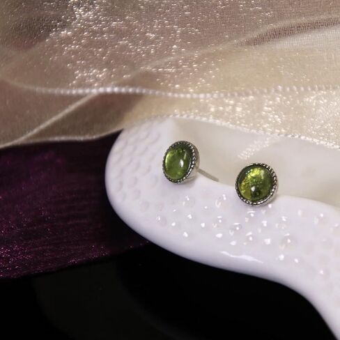 Real Green Peridot 925 Sterling Silver Earrings Dainty Crystal August Birthstone Hypoallergenic Gemstone Stud Earrings 6MM Handmade Peridot Jewelry Graduation Birthday Day Gift for Women and Girls in Kuwait