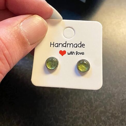 Real Green Peridot 925 Sterling Silver Earrings Dainty Crystal August Birthstone Hypoallergenic Gemstone Stud Earrings 6MM Handmade Peridot Jewelry Graduation Birthday Day Gift for Women and Girls in Kuwait