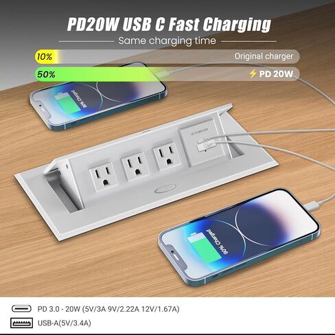 مخرج طاقة طاولة المؤتمرات PD20W Type-C صندوق اتصال محور الطاولة المنبثق سريع الشحن مع منافذ 3AC ومنفذ USB لكونترتوب المطبخ في غرفة الاجتماعات in Kuwait