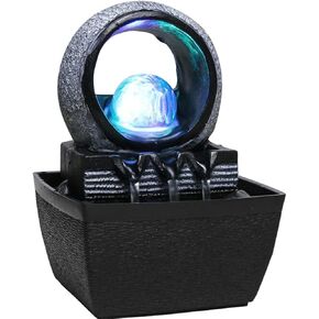 Living Room Water Curtain Wall Lucky Circulating Water Decoration Fountain Landscape Office Wealth Feng Shui Ball Decoration (Color: A Size: 13*12*18cm) in Saudi Arabia