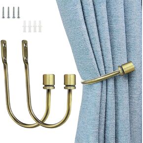 Coolnice ستارة Holdback، 2 حزمة من الستائر المثبتة على الحائط مع مسامير، حامل ستائر نافذة مزخرف معدني شديد التحمل على شكل حرف U للمكتب المنزلي، ذهبي in Kuwait