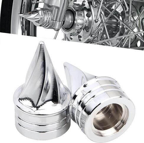 Chrome Front Twisted Axle Nut Covers Spike Axle Caps for Harley Dyna FXD Touring Street Glide Road King Road Glide Electra Glide Ultra Classic 2000-2007 in Saudi Arabia