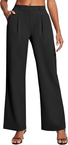 Ewedoos Womens Dress Pants Wide Leg Stretchy Work Pants Women Pull On Business Casual Trousers Slacks Outfits for Women in Kuwait