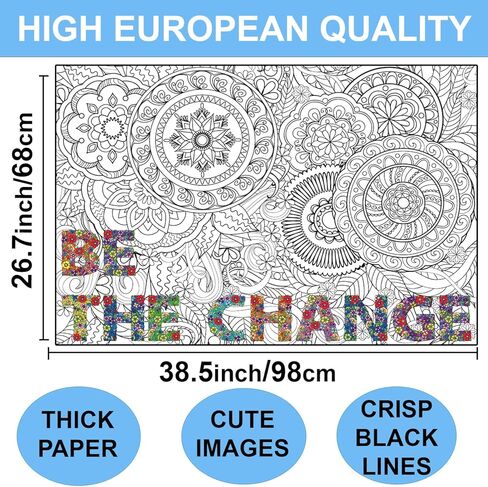 ملصق تلوين عيد الميلاد للبالغين والأطفال - ملصقات تلوين كبيرة لجدار الفصل الدراسي - أنشطة فنية تلوين ماندالا العملاقة - حجم ملصق تلوين كبير جدًا للبالغين - ورقة تلوين كبيرة للشتاء in Kuwait
