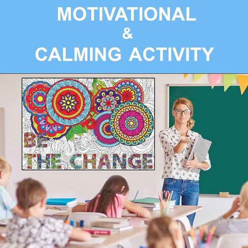 ملصق تلوين عيد الميلاد للبالغين والأطفال - ملصقات تلوين كبيرة لجدار الفصل الدراسي - أنشطة فنية تلوين ماندالا العملاقة - حجم ملصق تلوين كبير جدًا للبالغين - ورقة تلوين كبيرة للشتاء in Kuwait