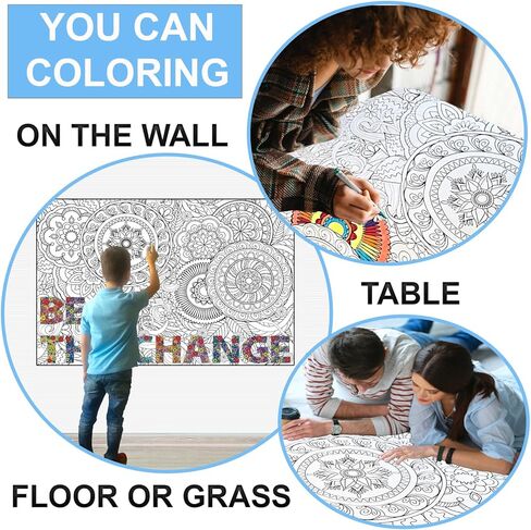 ملصق تلوين عيد الميلاد للبالغين والأطفال - ملصقات تلوين كبيرة لجدار الفصل الدراسي - أنشطة فنية تلوين ماندالا العملاقة - حجم ملصق تلوين كبير جدًا للبالغين - ورقة تلوين كبيرة للشتاء in Kuwait