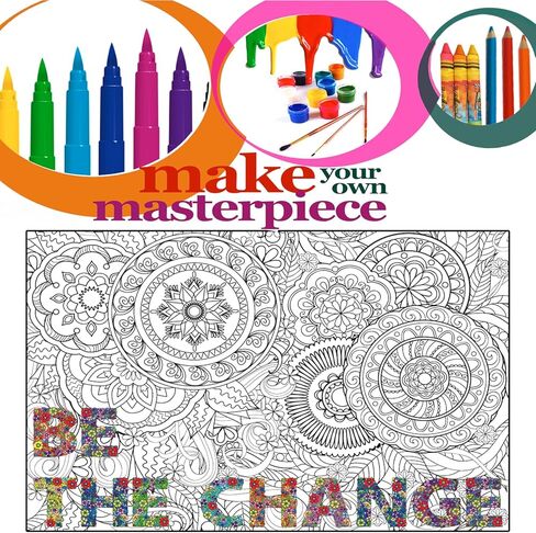 ملصق تلوين عيد الميلاد للبالغين والأطفال - ملصقات تلوين كبيرة لجدار الفصل الدراسي - أنشطة فنية تلوين ماندالا العملاقة - حجم ملصق تلوين كبير جدًا للبالغين - ورقة تلوين كبيرة للشتاء in Kuwait