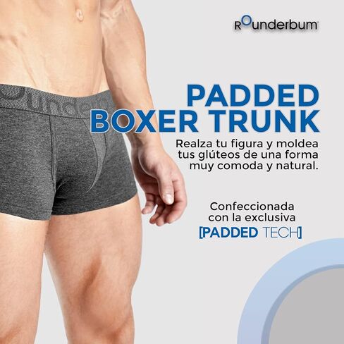 Rounderbum Men's Padded Underwear Trunks with Removable Butt Enhancing Pads - 3 Colors - More Volume Instantly, Short Inseam in Kuwait