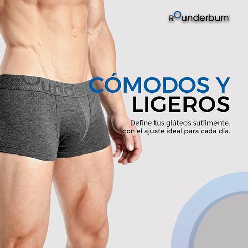 Rounderbum Men's Padded Underwear Trunks with Removable Butt Enhancing Pads - 3 Colors - More Volume Instantly, Short Inseam in Kuwait