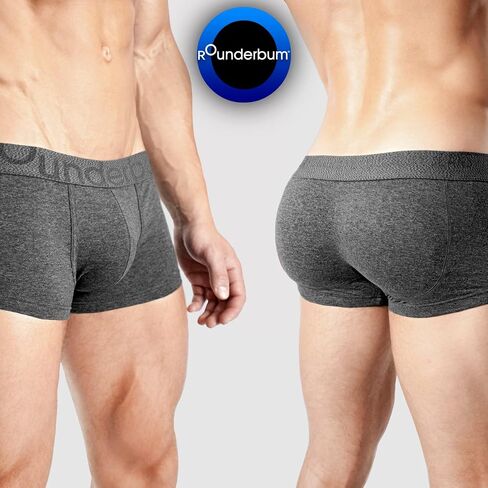 Rounderbum Men's Padded Underwear Trunks with Removable Butt Enhancing Pads - 3 Colors - More Volume Instantly, Short Inseam in Kuwait