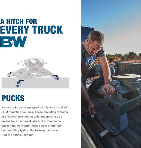 B & W Trailer Hitches 25k Companion OEM Hitch Fifth Wheet - متوافق مع نظام Puck Ford OEM - RVK3305 in Saudi Arabia