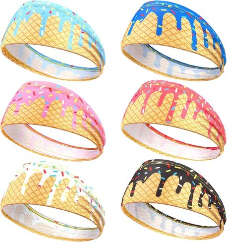 6 PCS Teenager Ice Cream Baseball عصابة مرنة البوليستر تعرق متعدد الألوان لكرة السلة لكرة السلة غولف آيس كريم التنقيب عن طريق البيسبول الاشياء للنساء الرجال ملحق هدية in Kuwait