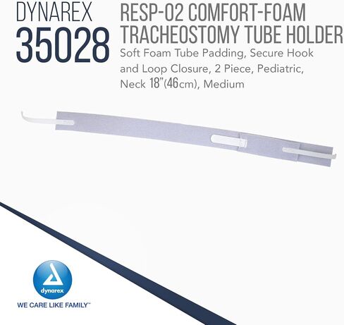 Dynarex Comfort -Foam F -Foam Racheostery حامل أنبوب - مع حشوة أنبوب رغوة ناعمة وإغلاق الخطاف والحلقة الآمن ، يدعم واستقرار مستلزمات تدفق الهواء - فغر القصبة الهوائية - 2 قطعة ، متوسطة ، صندوق من 10 in Saudi Arabia