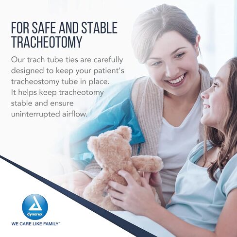 Dynarex Comfort -Foam F -Foam Racheostery حامل أنبوب - مع حشوة أنبوب رغوة ناعمة وإغلاق الخطاف والحلقة الآمن ، يدعم واستقرار مستلزمات تدفق الهواء - فغر القصبة الهوائية - 2 قطعة ، متوسطة ، صندوق من 10 in Saudi Arabia