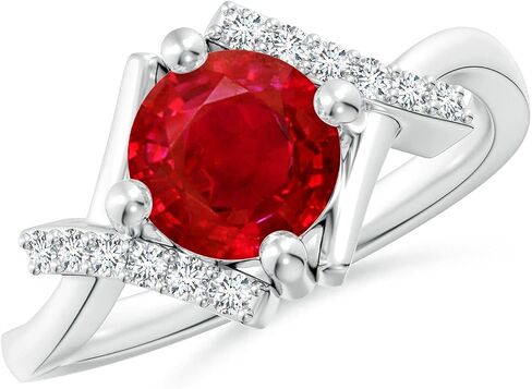 Angara Natural Ruby Solitaire Ring for Women in Sterling Silver / 14K Solid Gold | July Birthstone, Birthday, Engagement, Anniversary, Wedding Jewelry Gift for Women in Saudi Arabia
