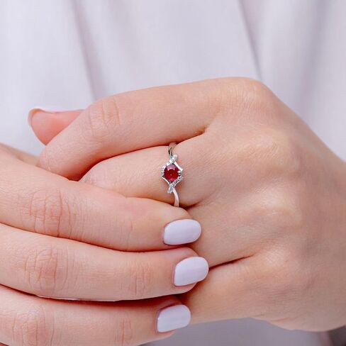 Angara Natural Ruby Solitaire Ring for Women in Sterling Silver / 14K Solid Gold | July Birthstone, Birthday, Engagement, Anniversary, Wedding Jewelry Gift for Women in Saudi Arabia