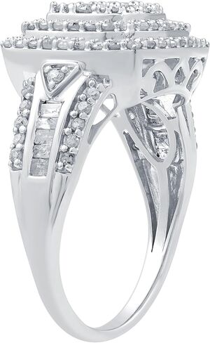 GILDED 1 CTW Natural Diamond Cushion shaped Ring with Miracle Plating, Sterling Silver, Size 4-10, Elegant & Ethical Jewelry for Women, Gift Box Included, Ideal for Anniversaries & Gifts in Saudi Arabia
