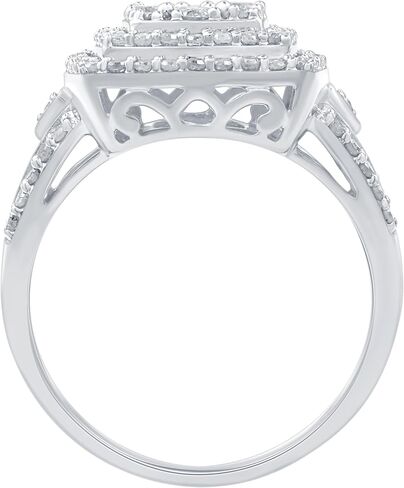 GILDED 1 CTW Natural Diamond Cushion shaped Ring with Miracle Plating, Sterling Silver, Size 4-10, Elegant & Ethical Jewelry for Women, Gift Box Included, Ideal for Anniversaries & Gifts in Saudi Arabia