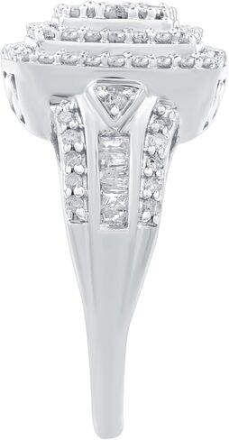 GILDED 1 CTW Natural Diamond Cushion shaped Ring with Miracle Plating, Sterling Silver, Size 4-10, Elegant & Ethical Jewelry for Women, Gift Box Included, Ideal for Anniversaries & Gifts in Saudi Arabia
