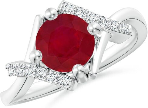 Angara Natural Ruby Solitaire Ring for Women in Sterling Silver / 14K Solid Gold | July Birthstone, Birthday, Engagement, Anniversary, Wedding Jewelry Gift for Women in Saudi Arabia