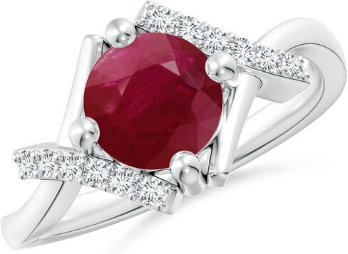 Angara Natural Ruby Solitaire Ring for Women in Sterling Silver / 14K Solid Gold | July Birthstone, Birthday, Engagement, Anniversary, Wedding Jewelry Gift for Women in Saudi Arabia