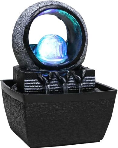 Living Room Water Curtain Wall Lucky Circulating Water Decoration Fountain Landscape Office Wealth Feng Shui Ball Decoration (Color: A Size: 13*12*18cm) in Saudi Arabia