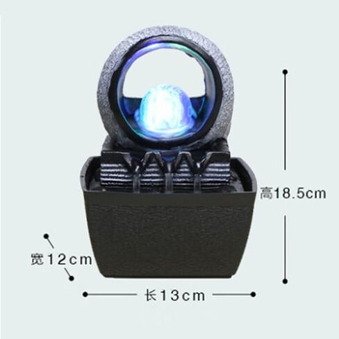 Living Room Water Curtain Wall Lucky Circulating Water Decoration Fountain Landscape Office Wealth Feng Shui Ball Decoration (Color: A Size: 13*12*18cm) in Saudi Arabia