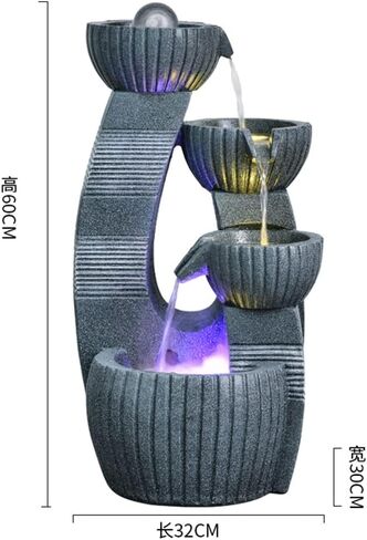 Lucky Living Room Water Curtain Wall Floor Flowing Water Fountain Entrance Decoration Home Decoration Decoration Opening Gift (Color : A Size : 32 * 30 * 60cm) in Saudi Arabia