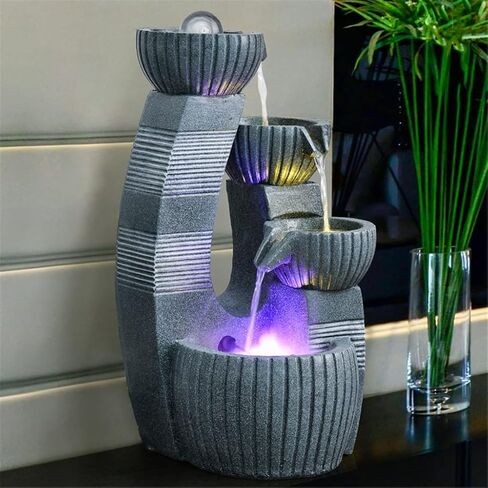 Lucky Living Room Water Curtain Wall Floor Flowing Water Fountain Entrance Decoration Home Decoration Decoration Opening Gift (Color : A Size : 32 * 30 * 60cm) in Saudi Arabia